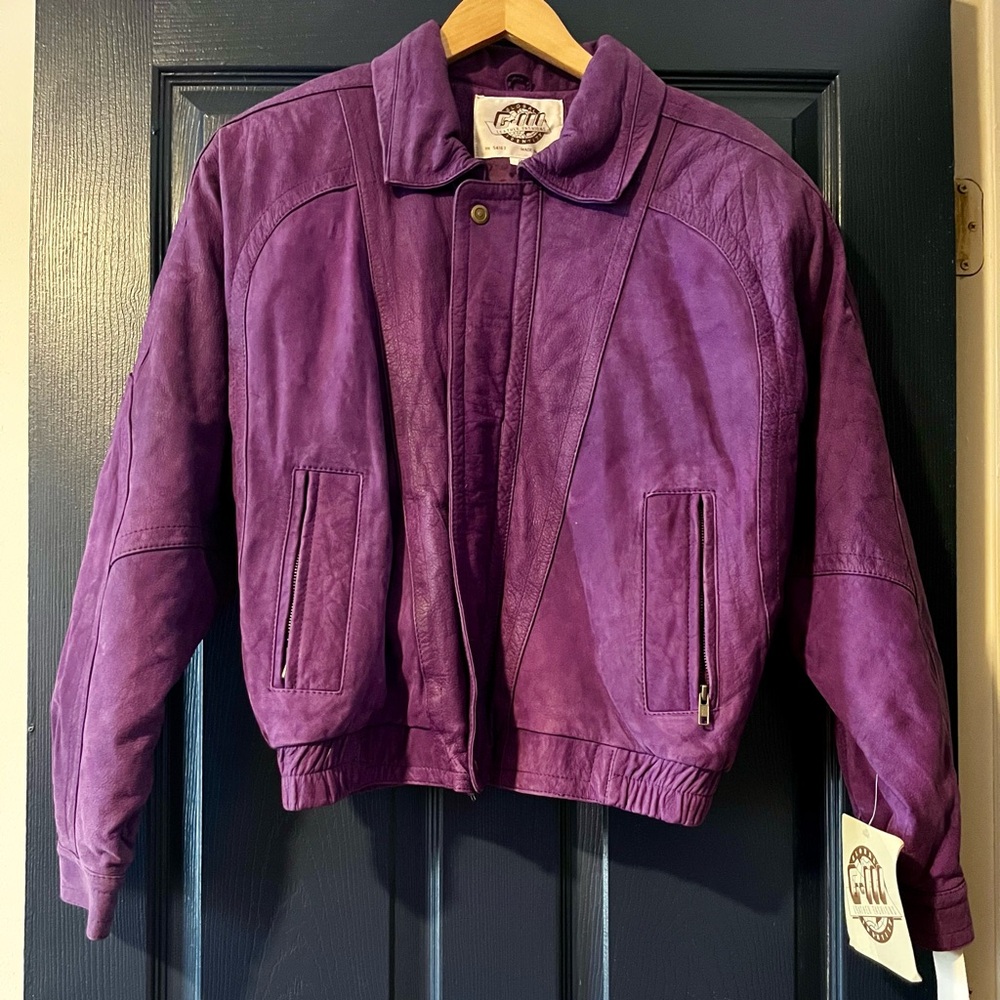 G-III Global Leather Jacket Vintage Korea Vibrant Purple 80s/90s NWT